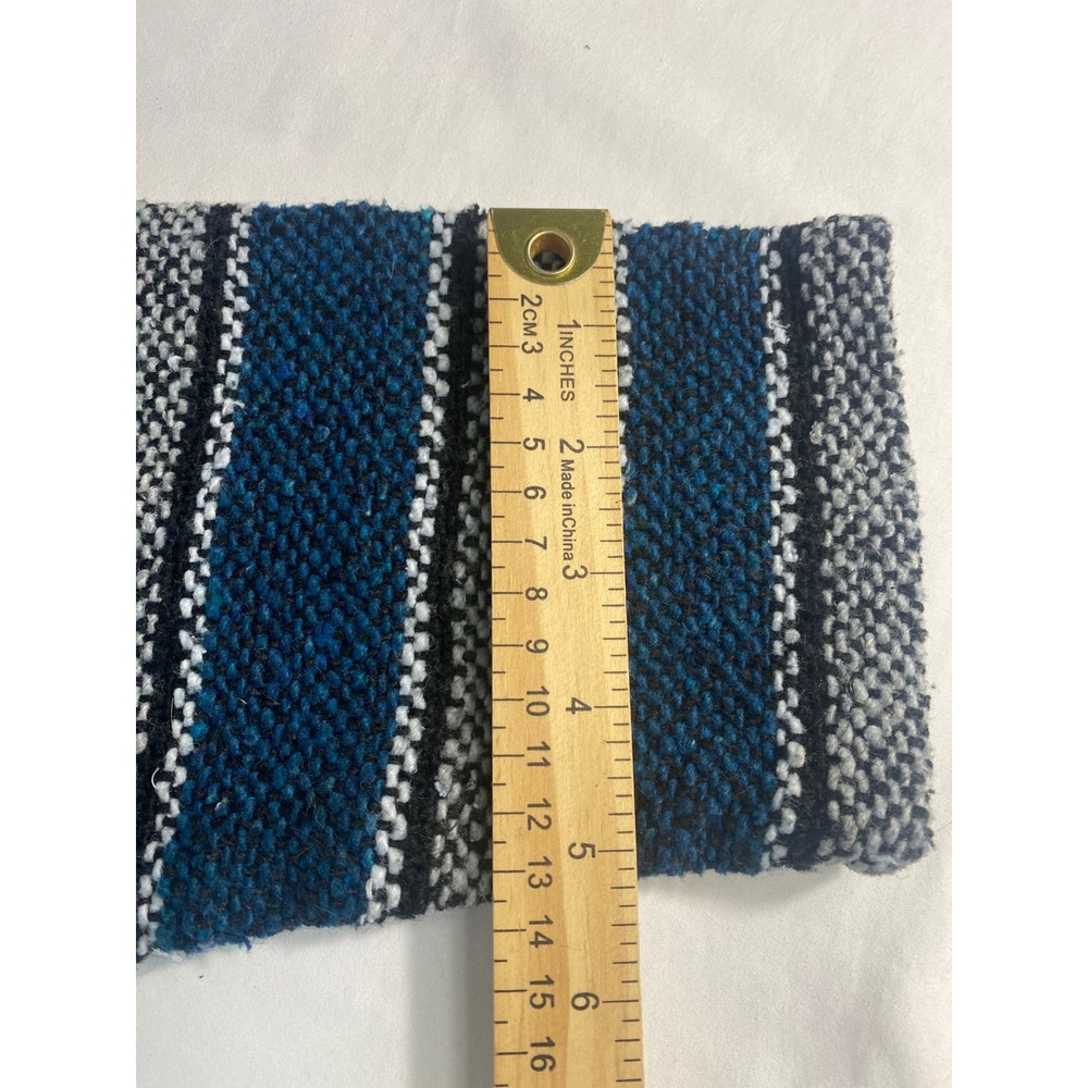 Franks Textiles Baja Hoodie Mens Large Blue Grey Striped Pullover Made in Mexico - Picture 7 of 8